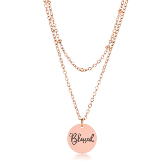 Delicate Rose Gold Plated Blessed Necklace - JGI