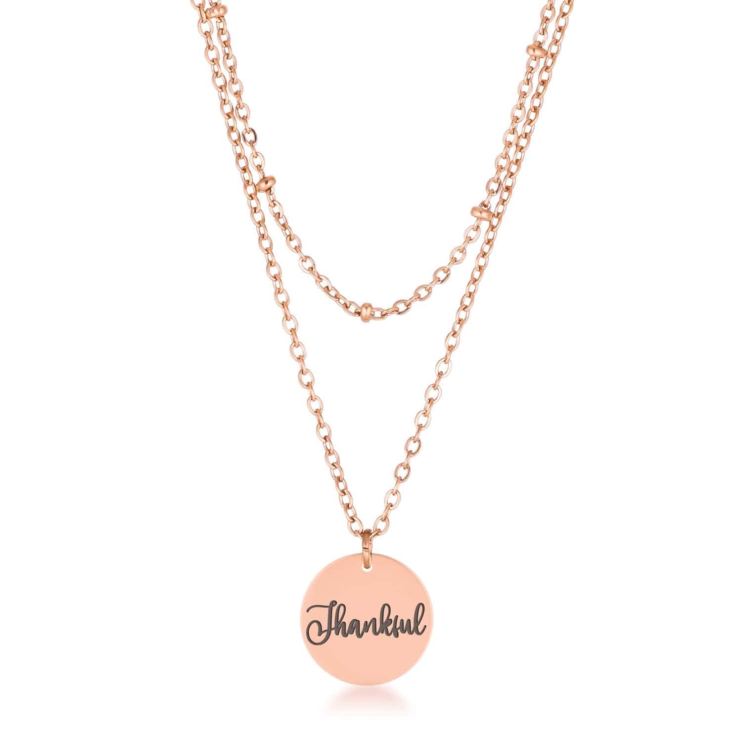 Delicate Rose Gold Plated Thankful Necklace - JGI