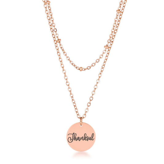 Delicate Rose Gold Plated Thankful Necklace - JGI