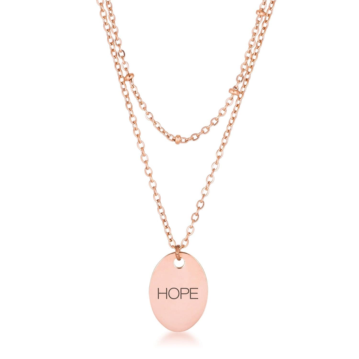Rose Gold Plated Double Chain HOPE Necklace - JGI
