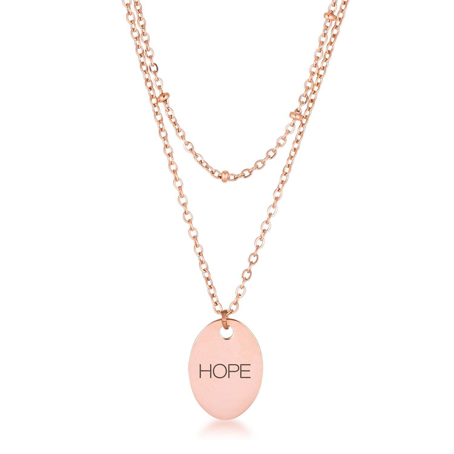 Rose Gold Plated Double Chain HOPE Necklace - JGI - Flyclothing LLC