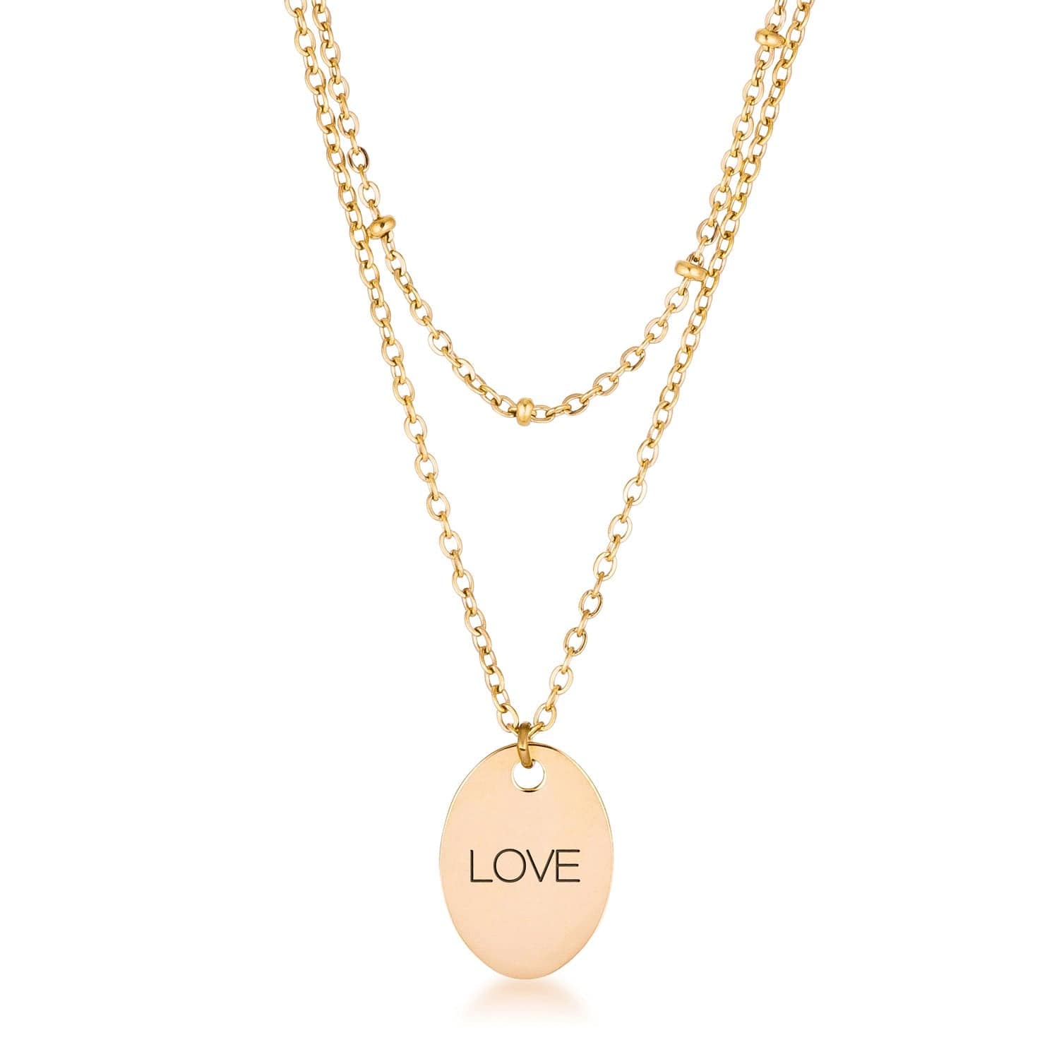 18k Gold Plated Double Chain LOVE Necklace - JGI