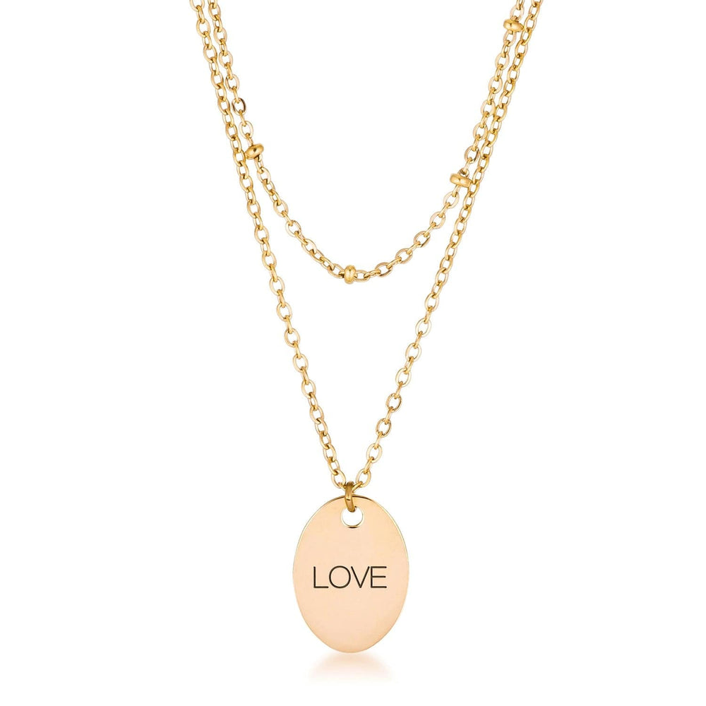 18k Gold Plated Double Chain LOVE Necklace - JGI