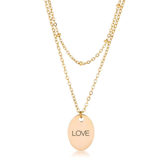 18k Gold Plated Double Chain LOVE Necklace - JGI