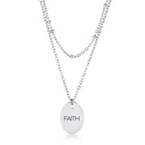 Stainless Steel Double Chain FAITH Necklace - JGI