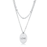 Stainless Steel Double Chain LOVE Necklace - JGI
