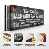 Backyard Bar & Grill Sign XXIII - Tailored Canvases - Flyclothing LLC