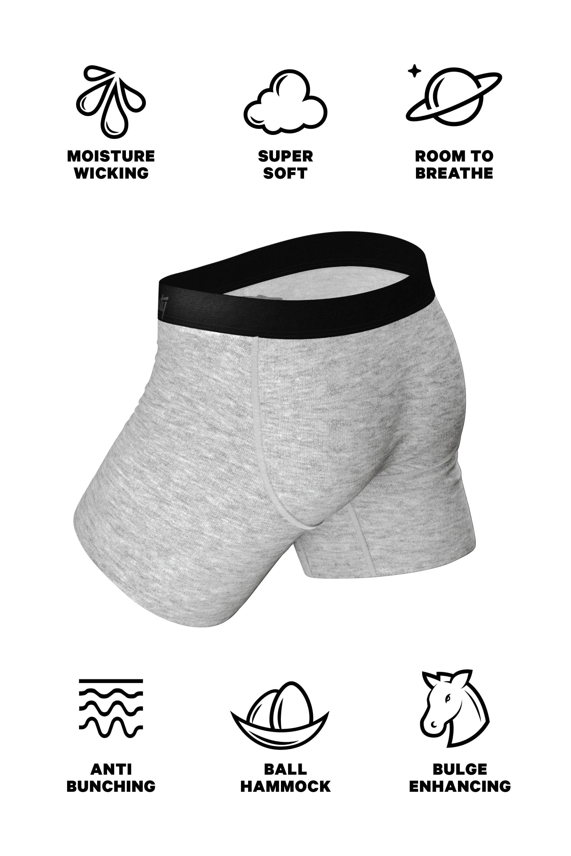 The Gray Area | Heather Grey Ball Hammock® Boxer and Cheeky Matching Couples Underwear 2 Pack - Shinesty