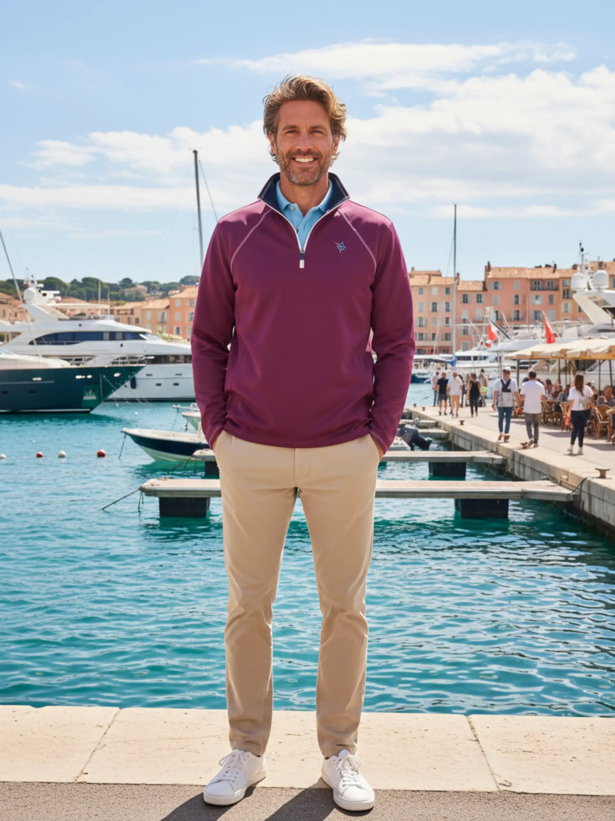 New Harbor Quarter Zip Effortless Comfort - White Water Life - Flyclothing LLC