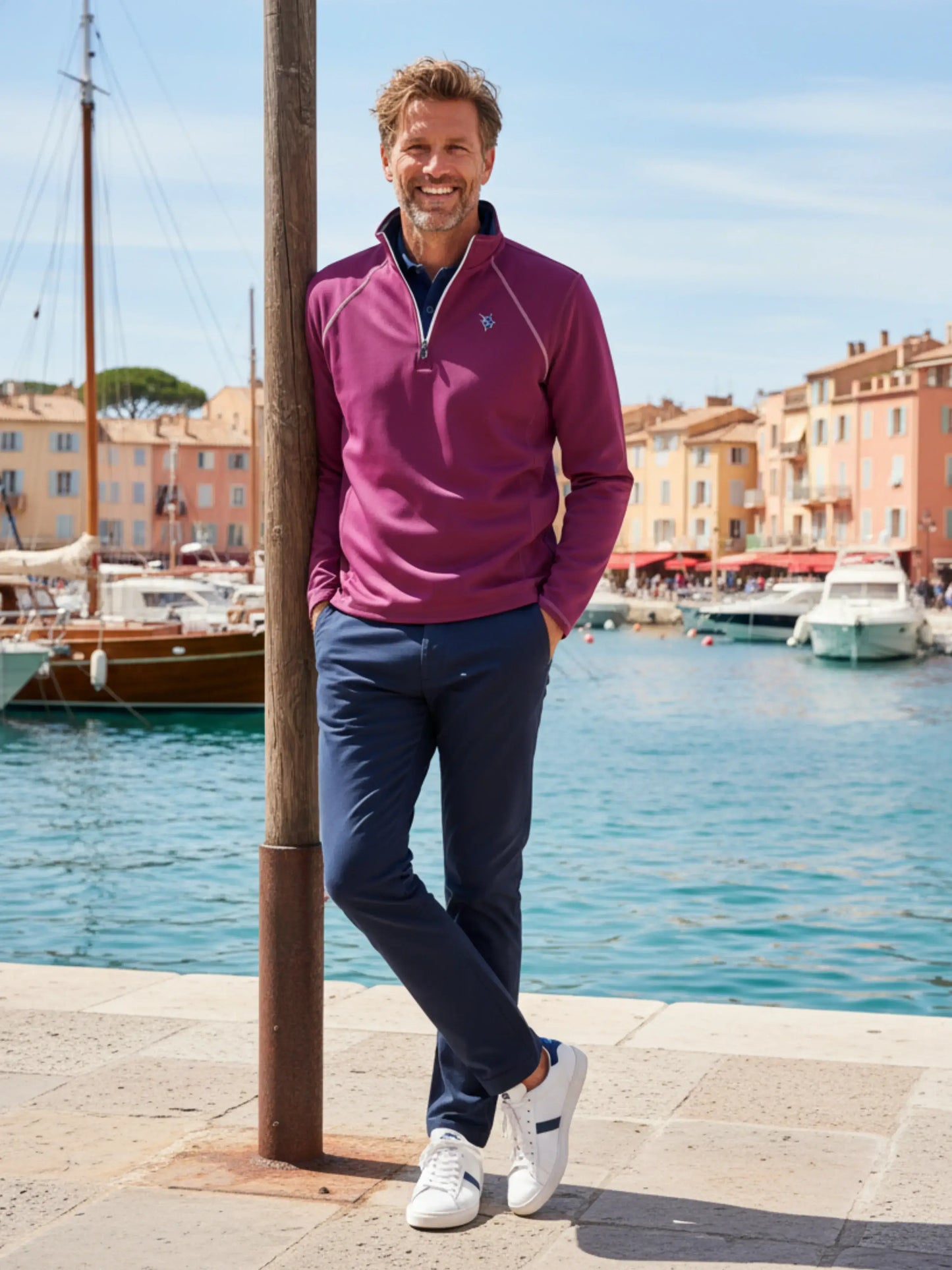 New Harbor Quarter Zip Effortless Comfort - White Water Life - Flyclothing LLC