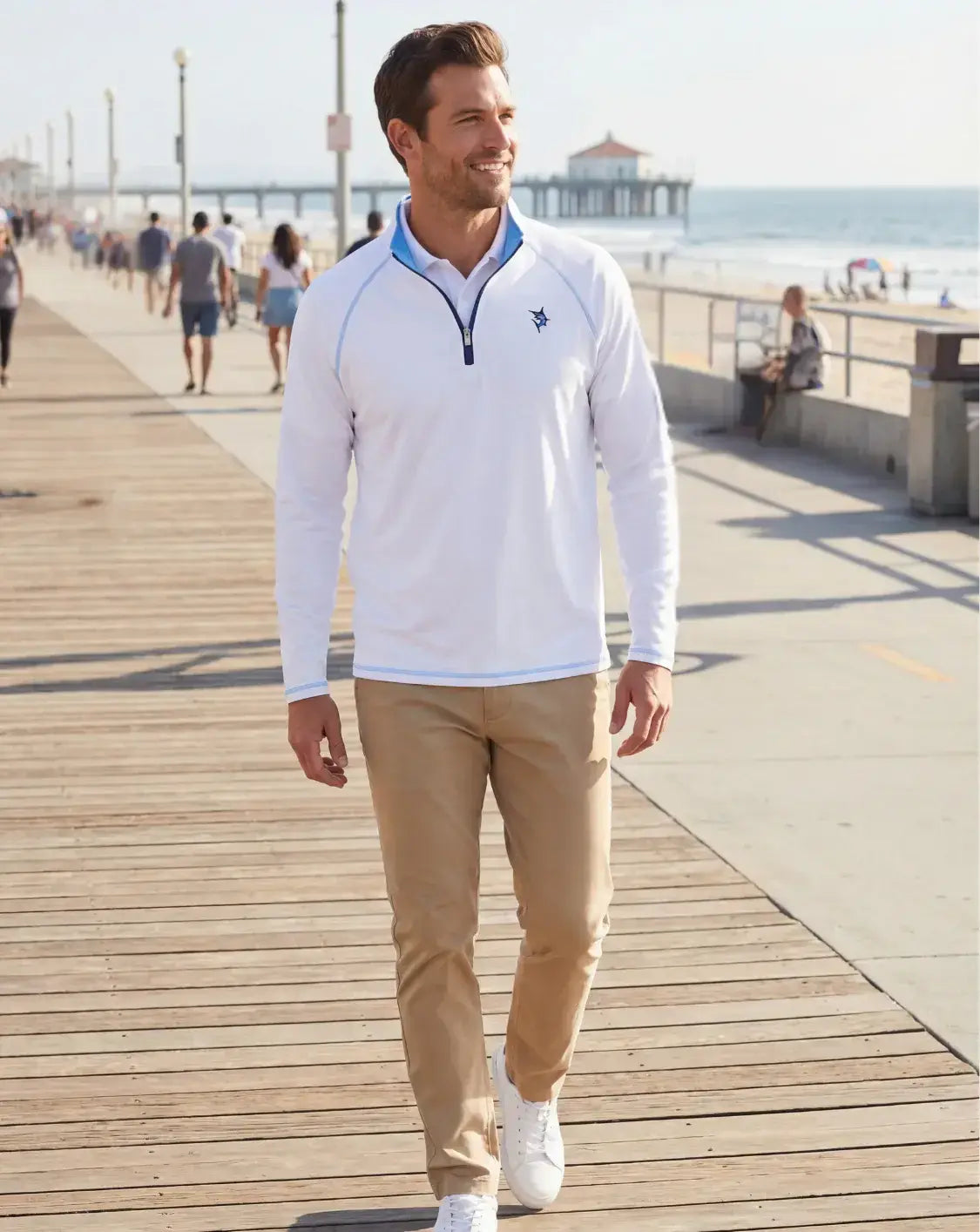 New Harbor Quarter Zip Effortless Comfort - White Water Life - Flyclothing LLC