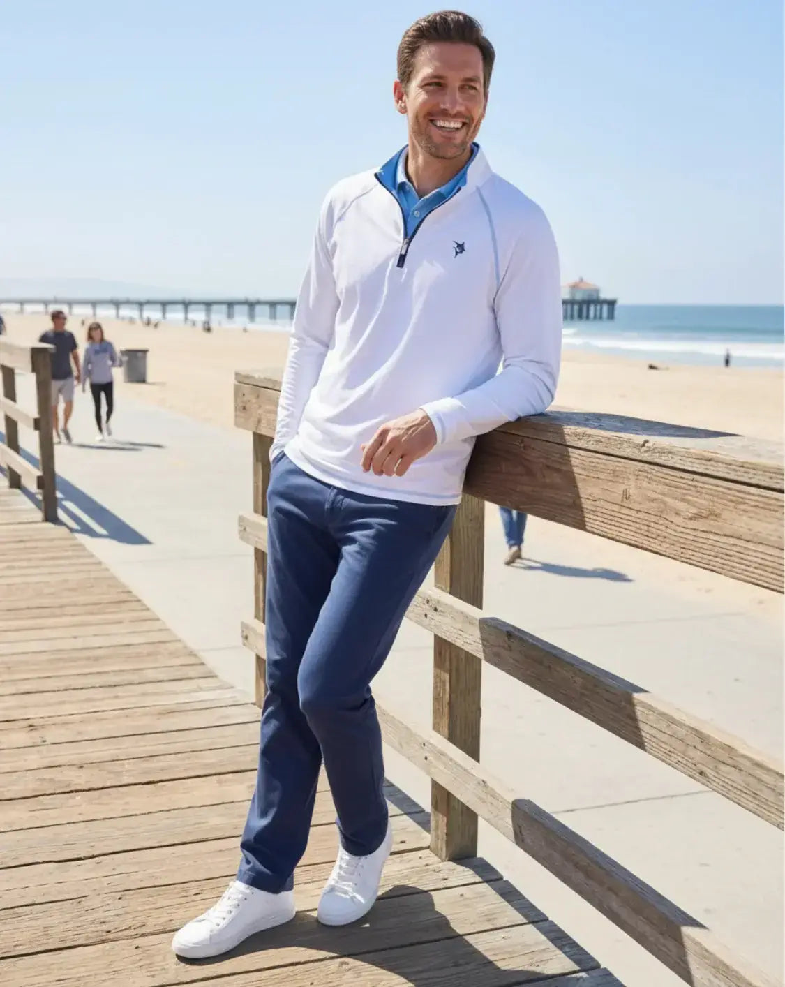 New Harbor Quarter Zip Effortless Comfort - White Water Life - Flyclothing LLC