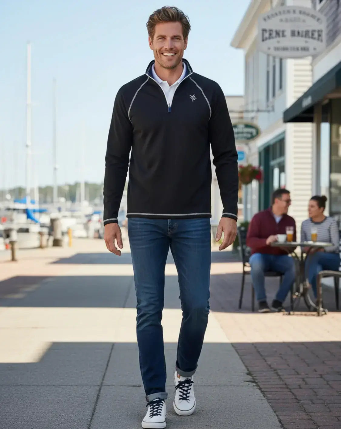 New Harbor Quarter Zip Effortless Comfort - White Water Life - Flyclothing LLC