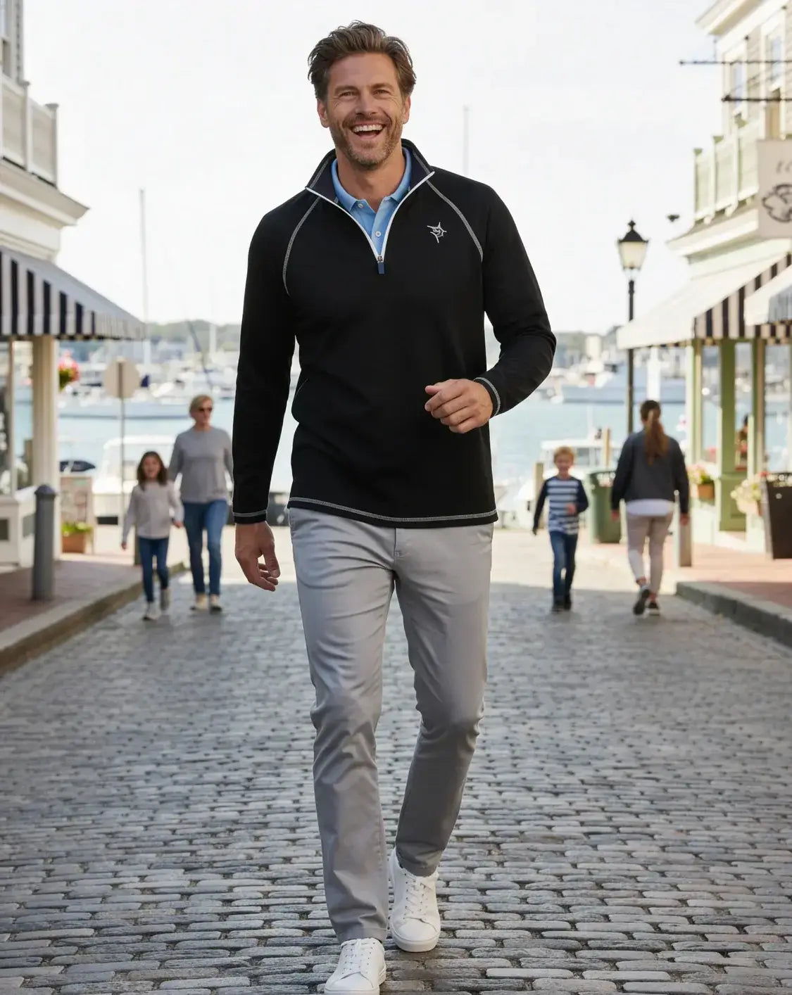 New Harbor Quarter Zip Effortless Comfort - White Water Life - Flyclothing LLC