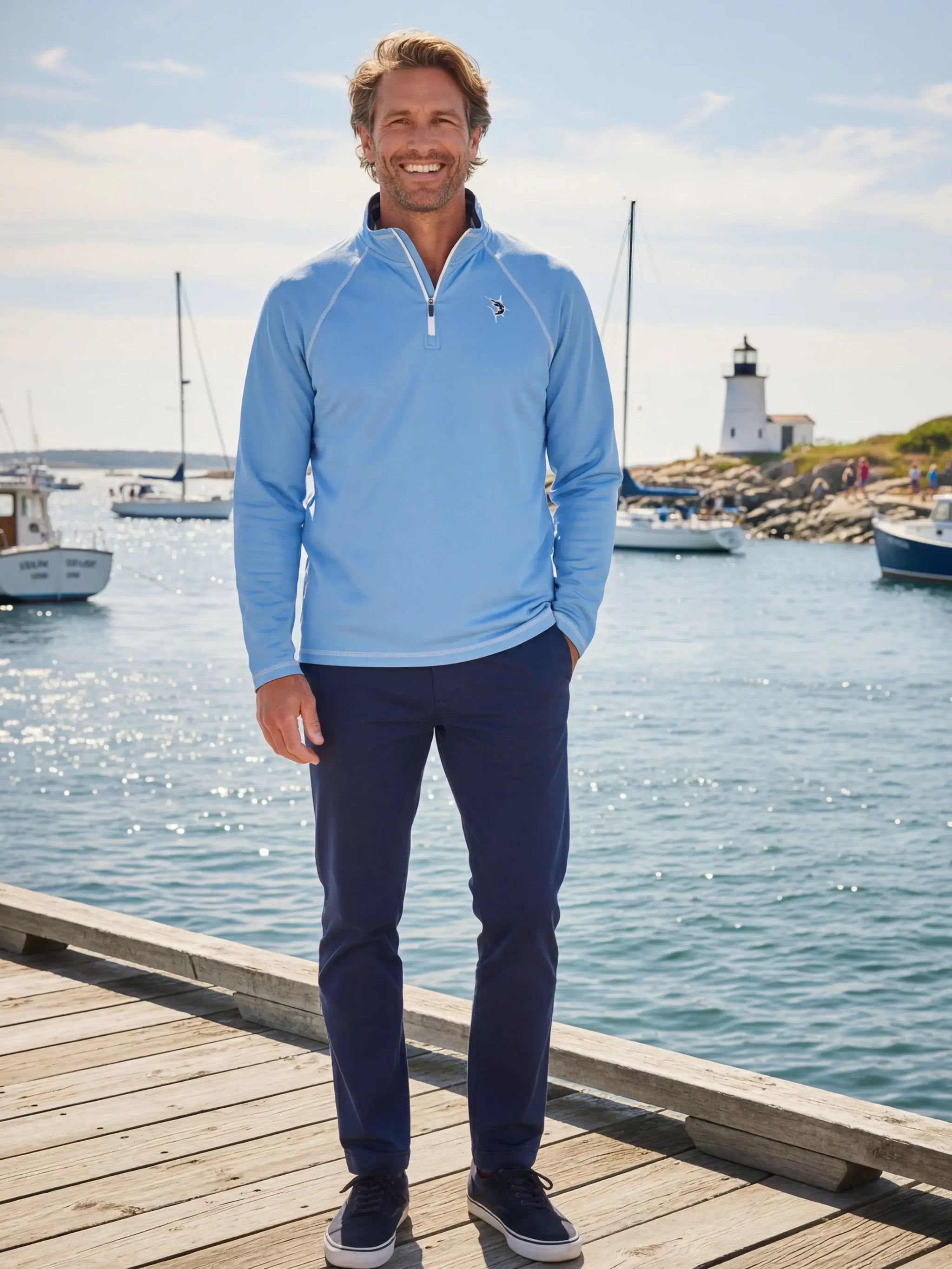 New Harbor Quarter Zip Effortless Comfort - White Water Life - Flyclothing LLC