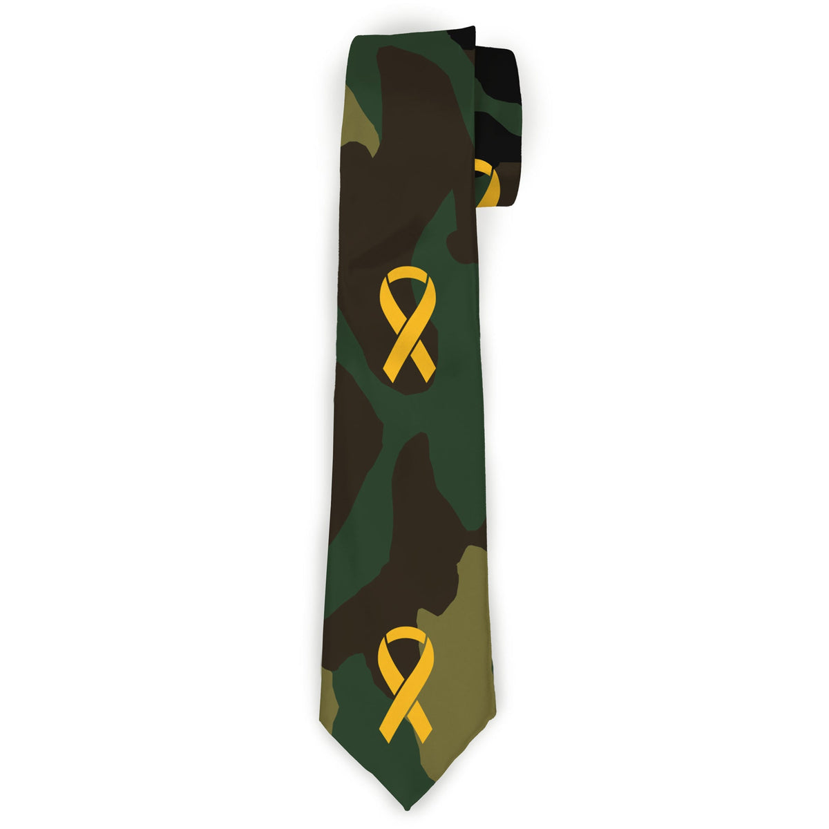 Buckle-Down Necktie - Support Our Troops Camo Olive/Yellow Ribbon - Buckle-Down - Flyclothing LLC