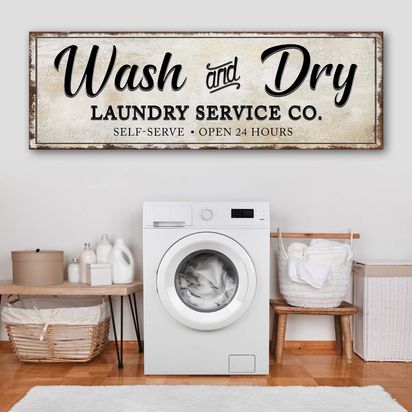 Wash And Dry Laundry Service Co Sign - Tailored Canvases - Flyclothing LLC