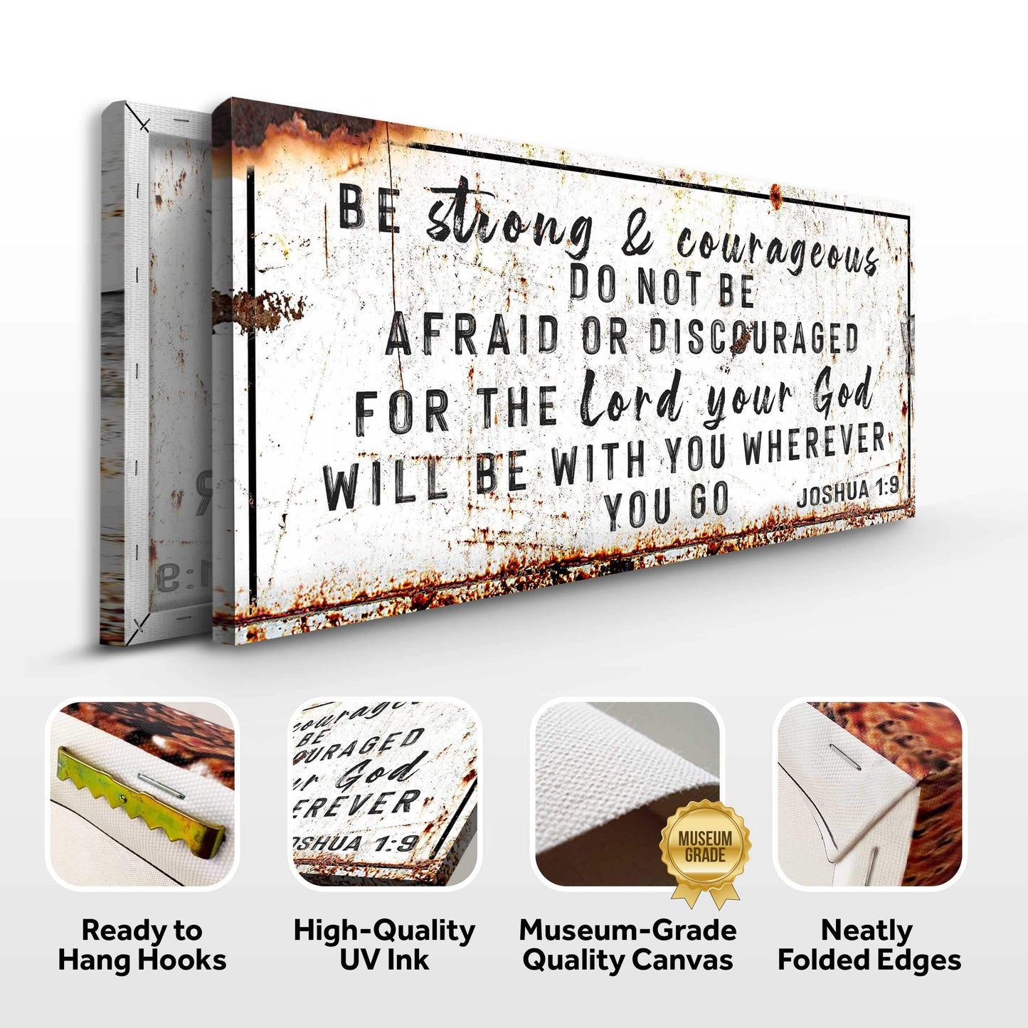Joshua 1:9 - Be Strong And Courageous Sign - Tailored Canvases - Flyclothing LLC