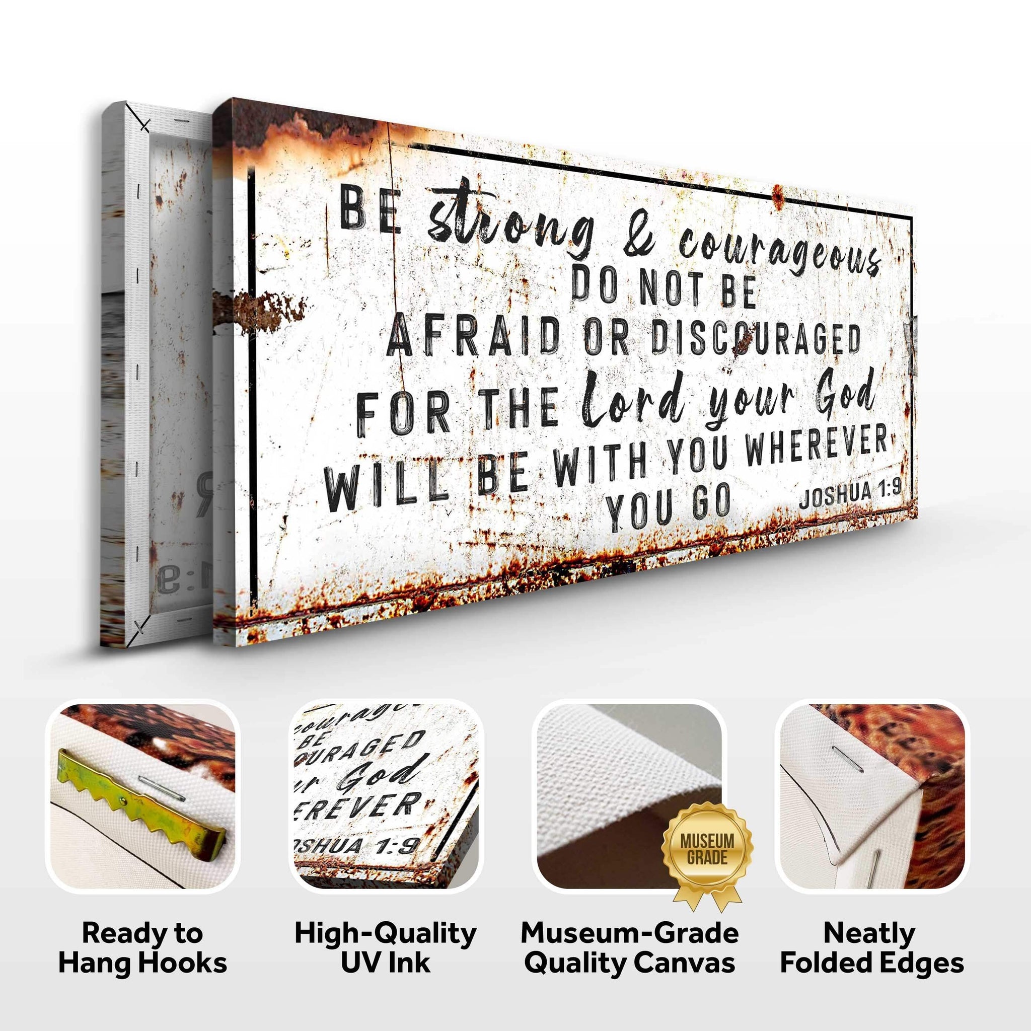 Joshua 1:9 - Be Strong And Courageous Sign - Tailored Canvases - Flyclothing LLC