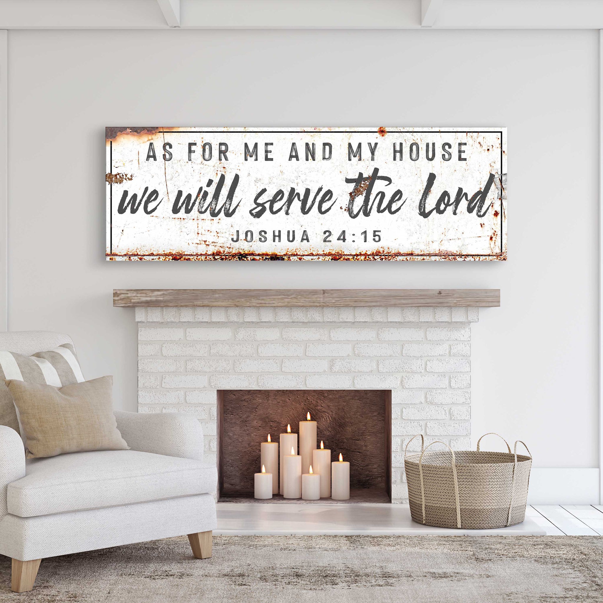 Joshua 24:15 - We Will Serve The Lord Rustic Sign - Tailored Canvases - Flyclothing LLC