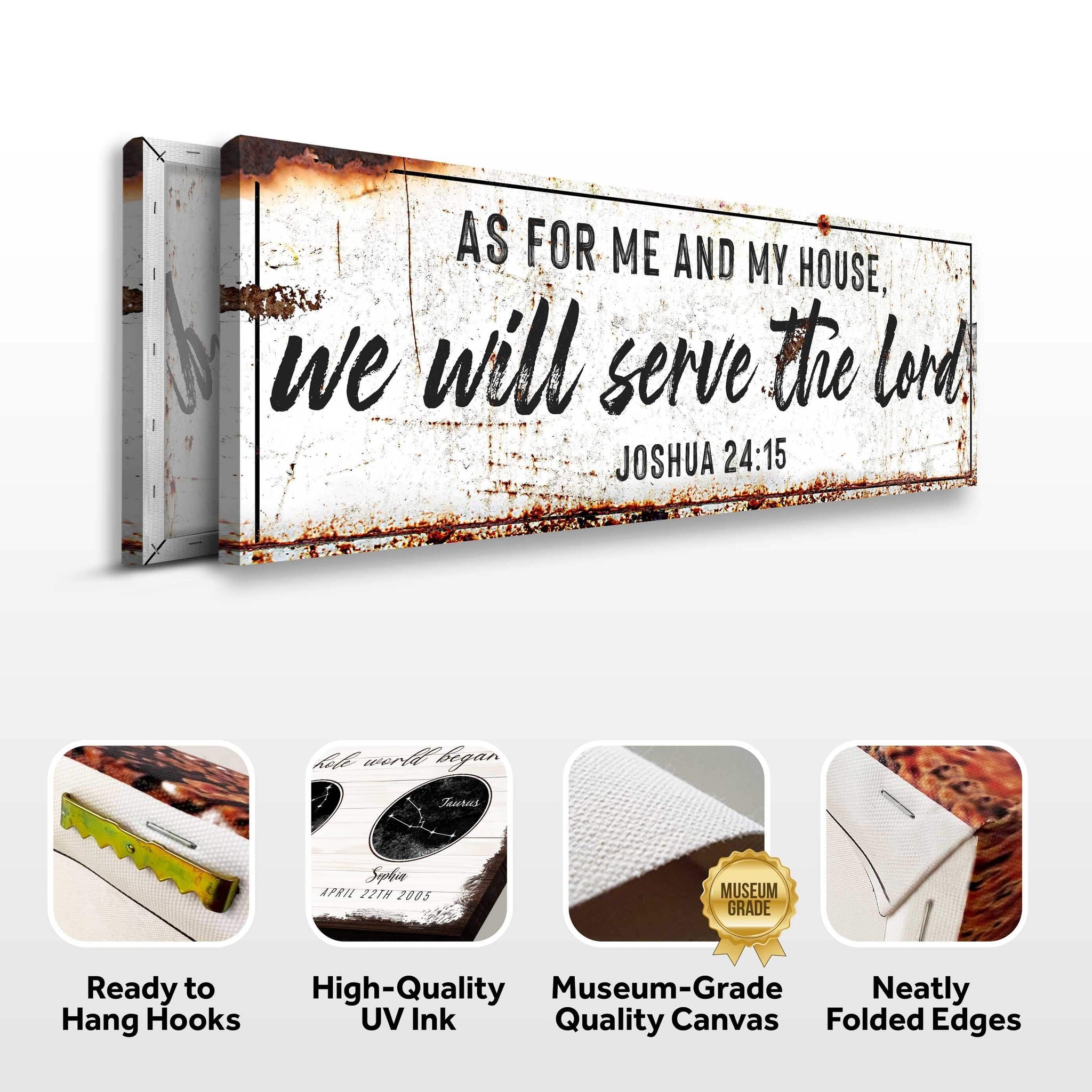 Joshua 24:15 - We Will Serve The Lord Rustic Sign II - Tailored Canvases - Flyclothing LLC