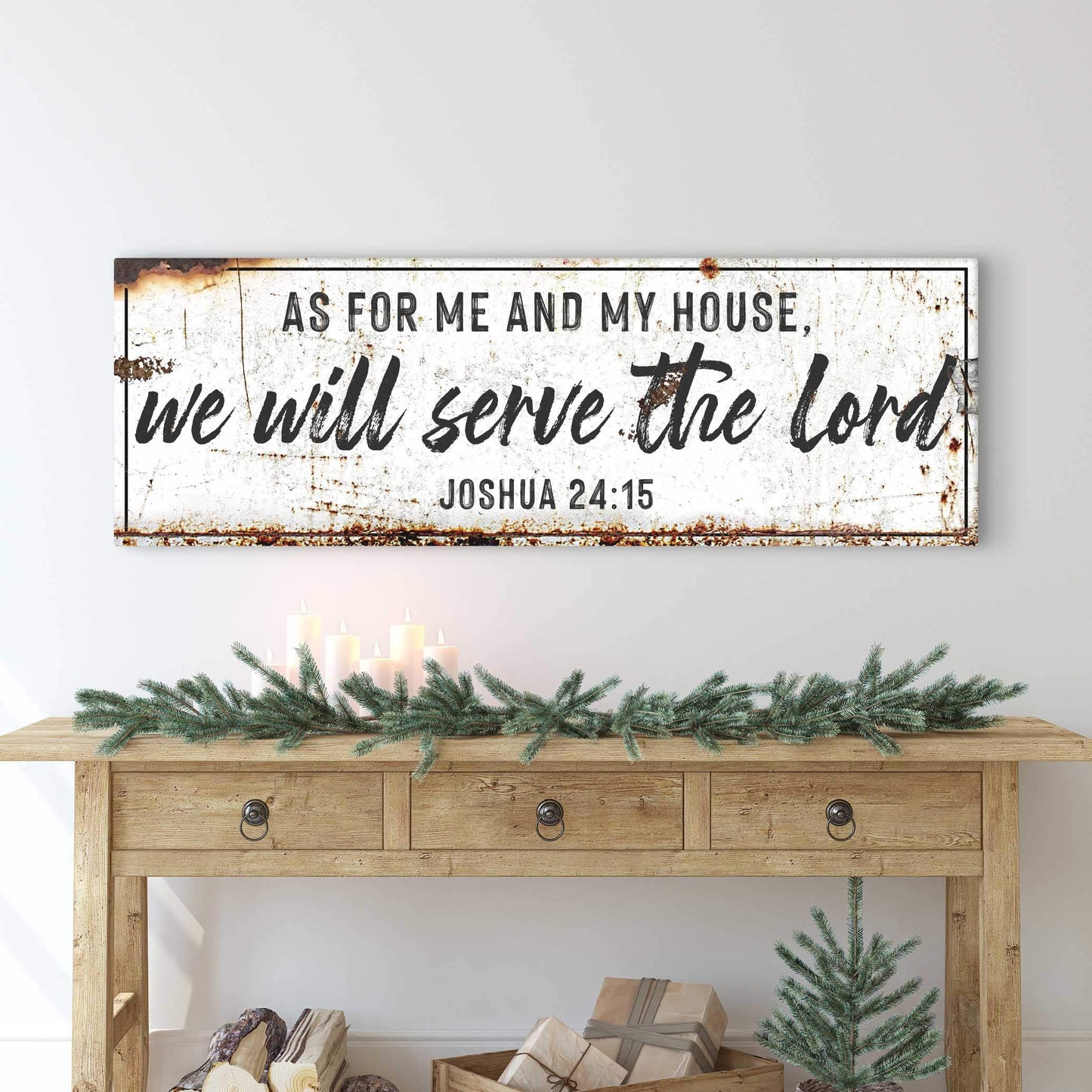 Joshua 24:15 - We Will Serve The Lord Rustic Sign II - Tailored Canvases - Flyclothing LLC