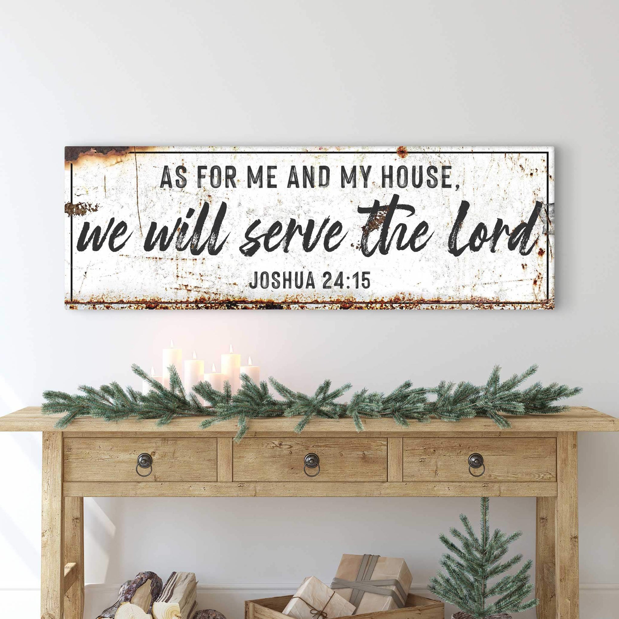 Joshua 24:15 - We Will Serve The Lord Rustic Sign II - Tailored Canvases - Flyclothing LLC