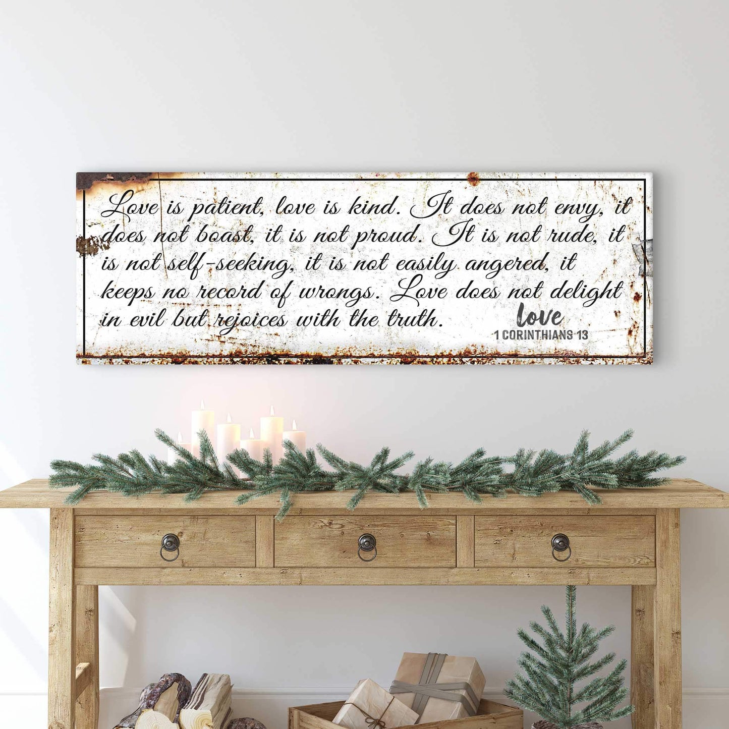 1 Corinthians 13 - Love Is Patient Rustic Sign - Tailored Canvases - Flyclothing LLC