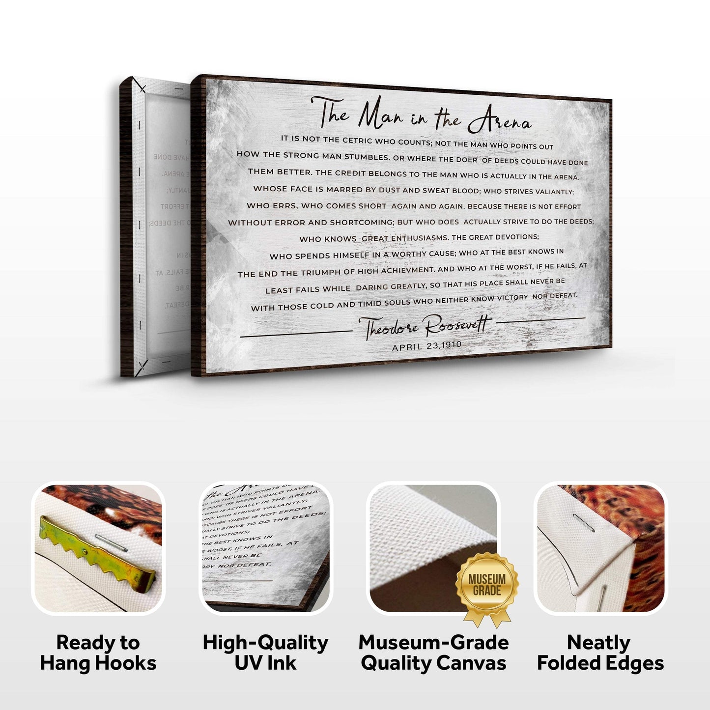 The Man In The Arena Grunge Sign - Tailored Canvases - Flyclothing LLC