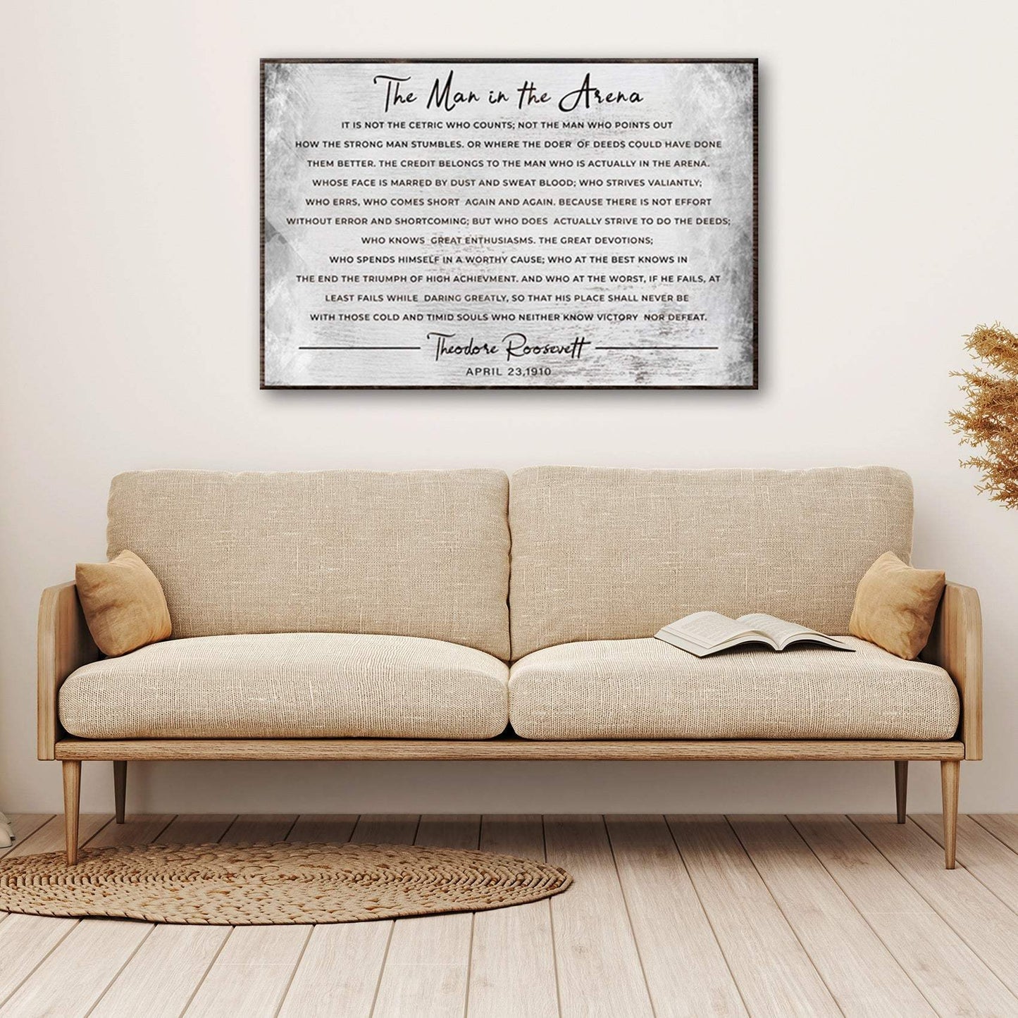 The Man In The Arena Grunge Sign - Tailored Canvases - Flyclothing LLC