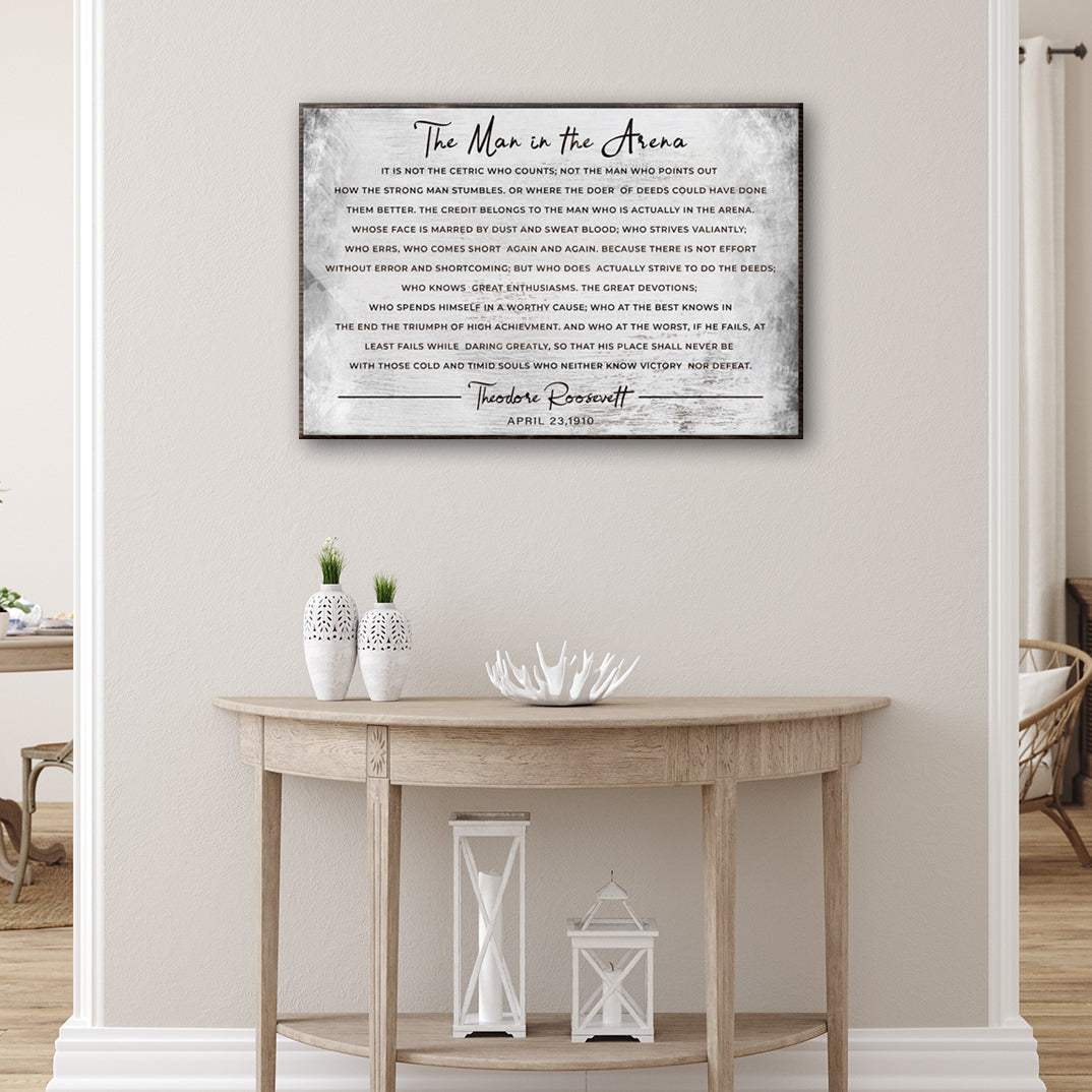 The Man In The Arena Grunge Sign - Tailored Canvases - Flyclothing LLC