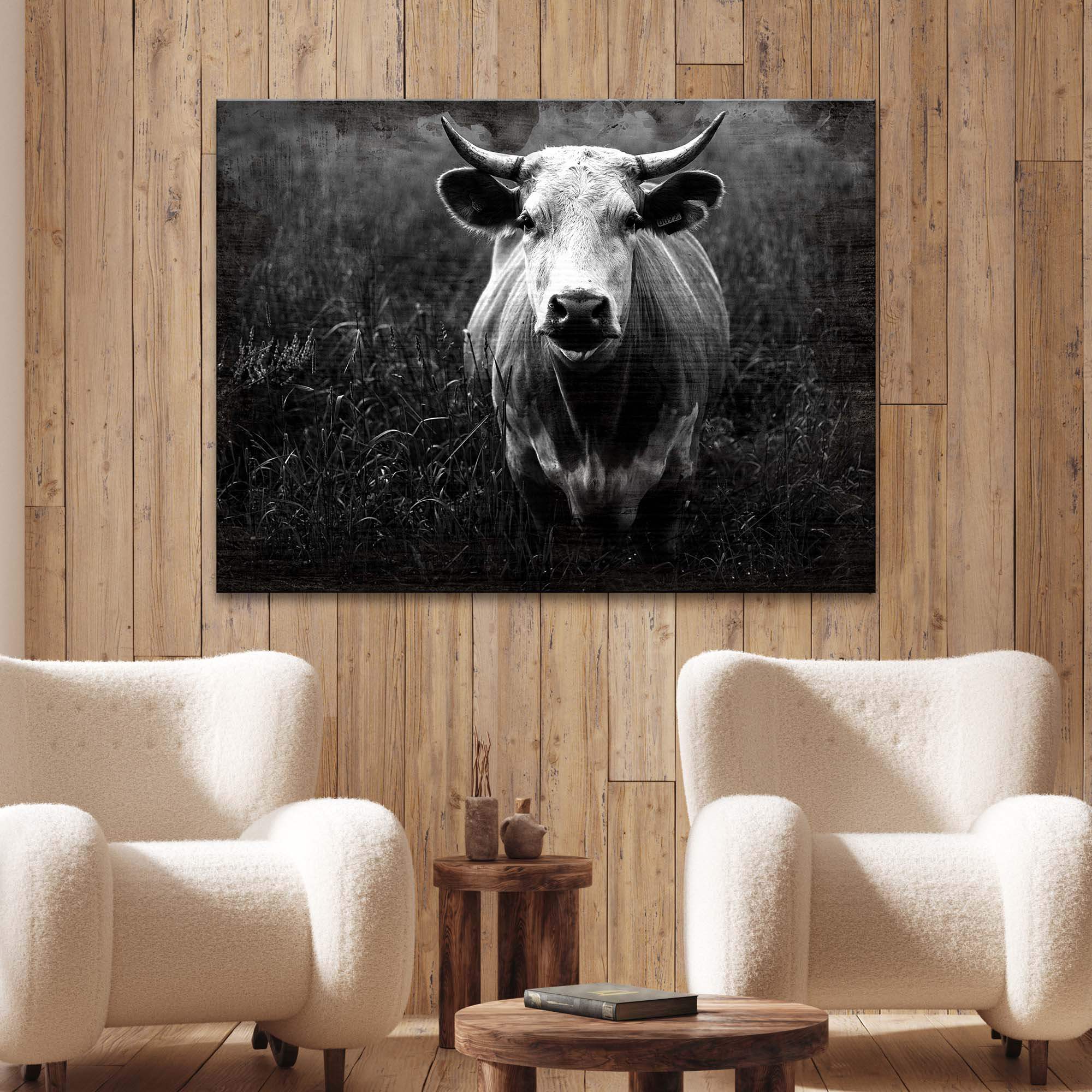 Longhorn Cattle Portrait Canvas Wall Art - Tailored Canvases - Flyclothing LLC