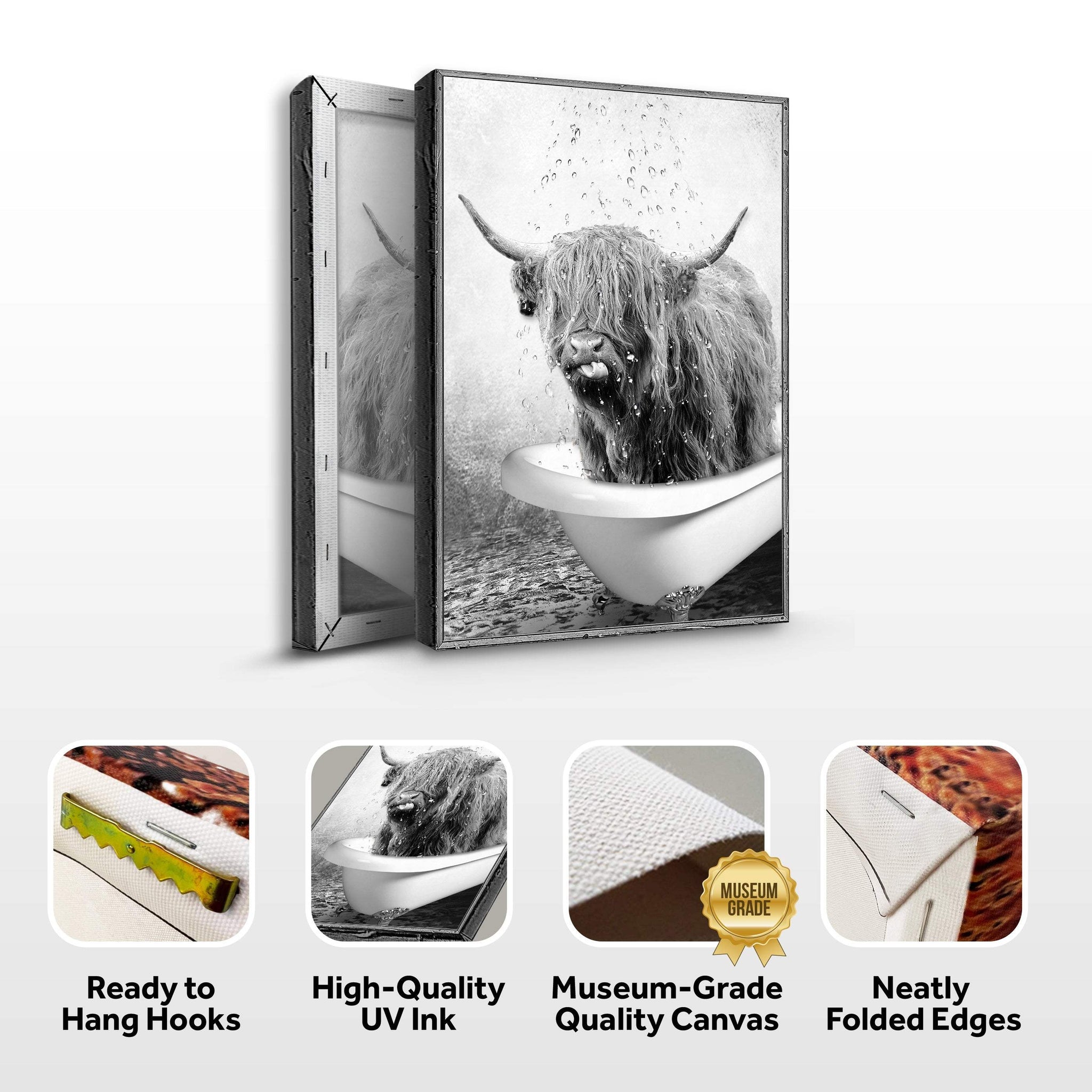 Highland Cattle Bath Canvas Wall Art - Tailored Canvases - Flyclothing LLC