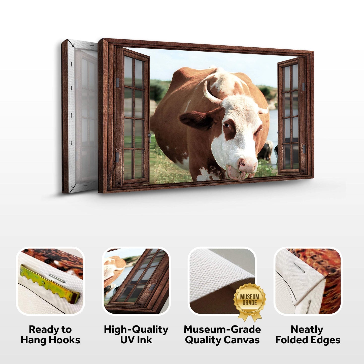 Cattle On Window Canvas Wall Art - Tailored Canvases - Flyclothing LLC