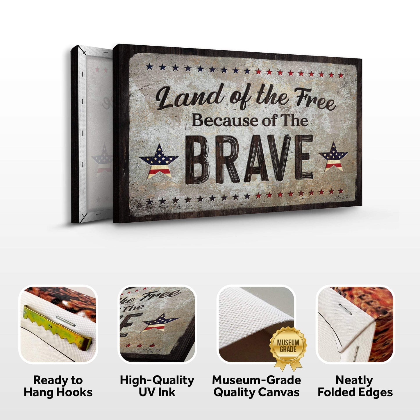Land Of The Free Because Of The Brave Sign - Tailored Canvases - Flyclothing LLC