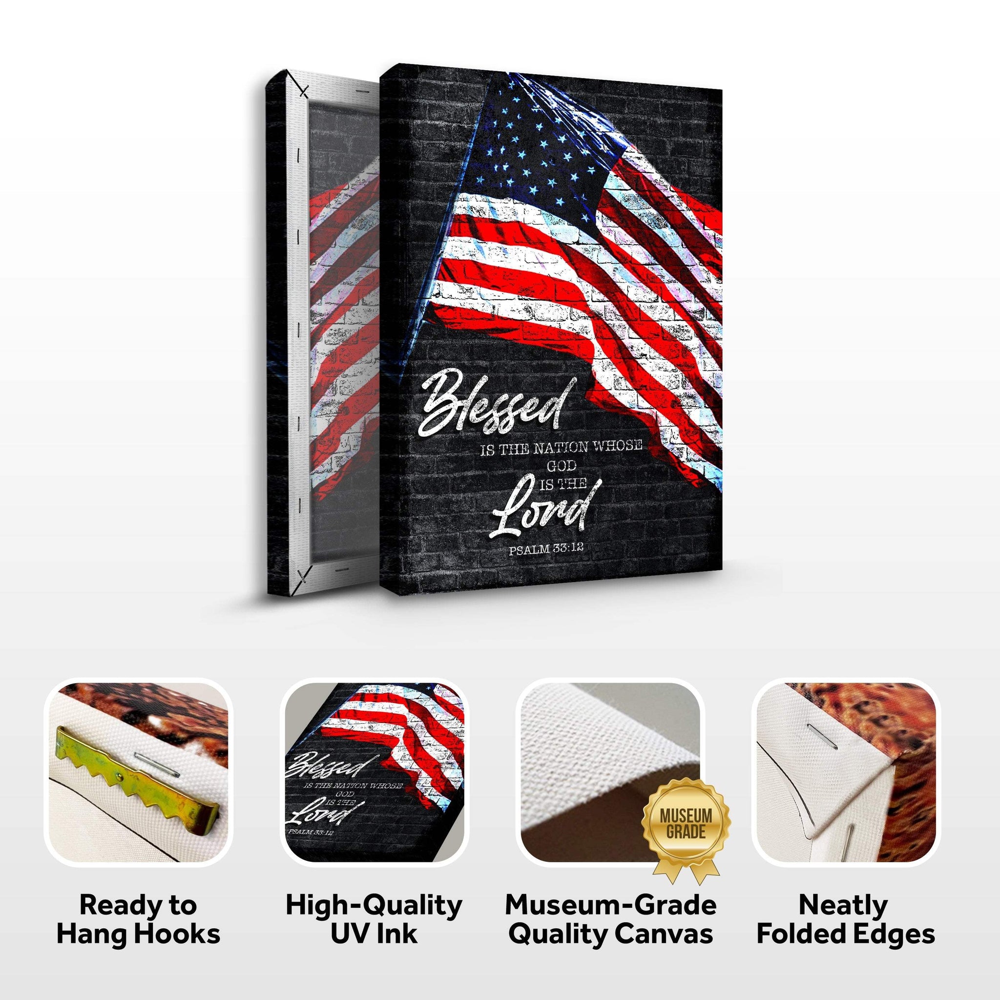 Psalm 33:12 - Blessed Is The Nation Sign - Tailored Canvases - Flyclothing LLC