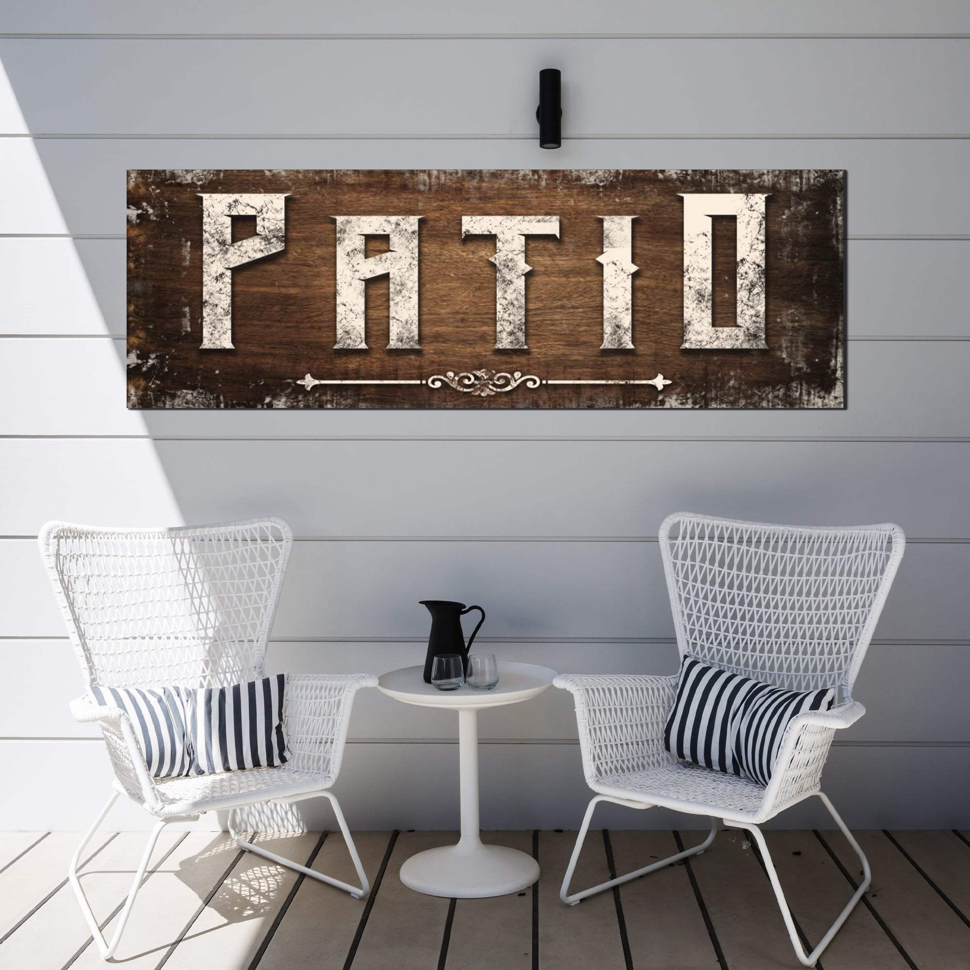 Distressed White Patio Sign - Tailored Canvases - Flyclothing LLC