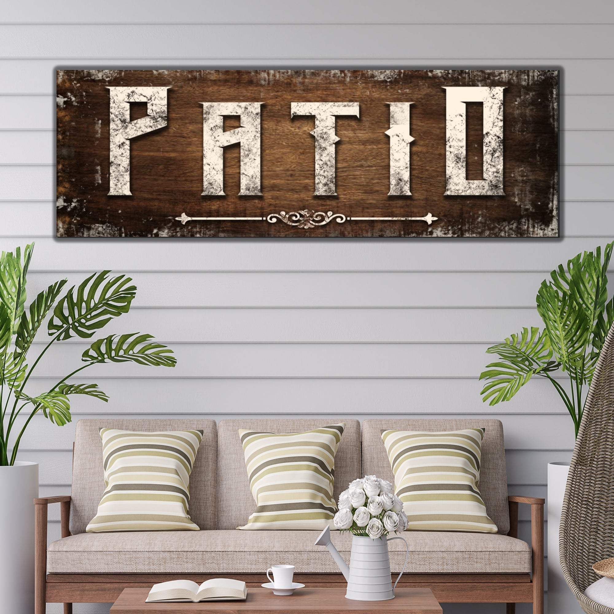 Distressed White Patio Sign - Tailored Canvases - Flyclothing LLC