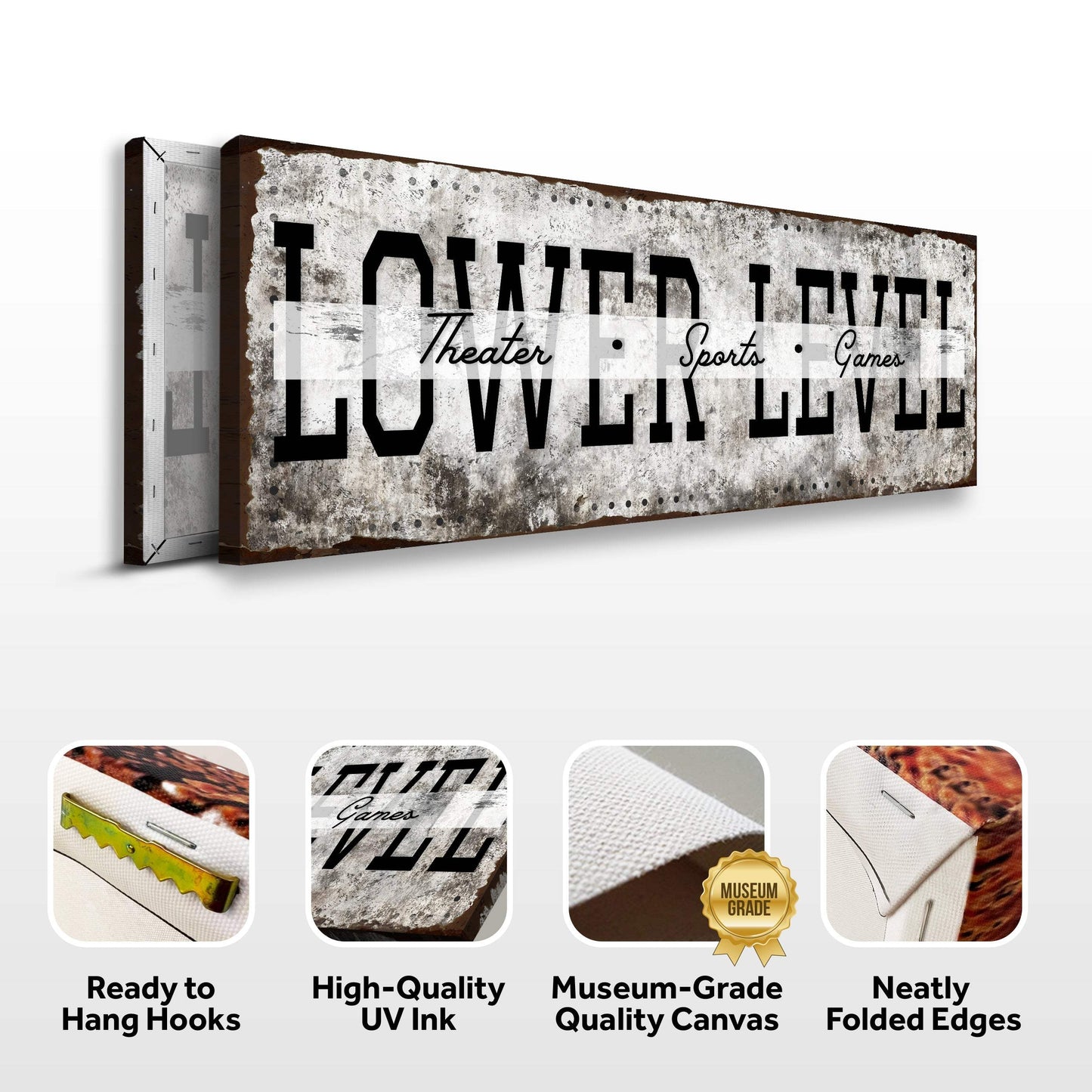 Lower Level Theater Sports Games Basement Bar Sign - Tailored Canvases - Flyclothing LLC