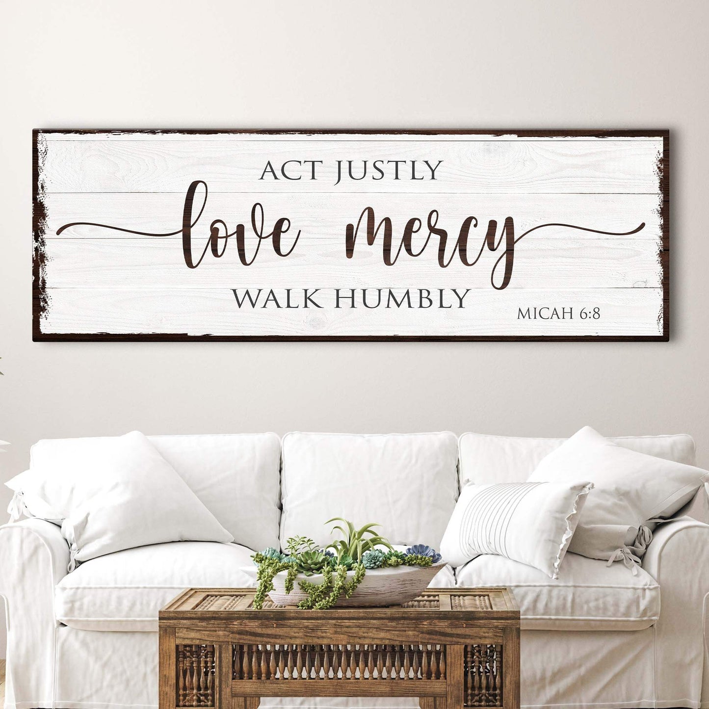 Act Justly Love Mercy Walk Humbly Faith Sign II - Tailored Canvases - Flyclothing LLC