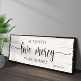 Act Justly Love Mercy Walk Humbly Faith Sign II - Tailored Canvases - Flyclothing LLC