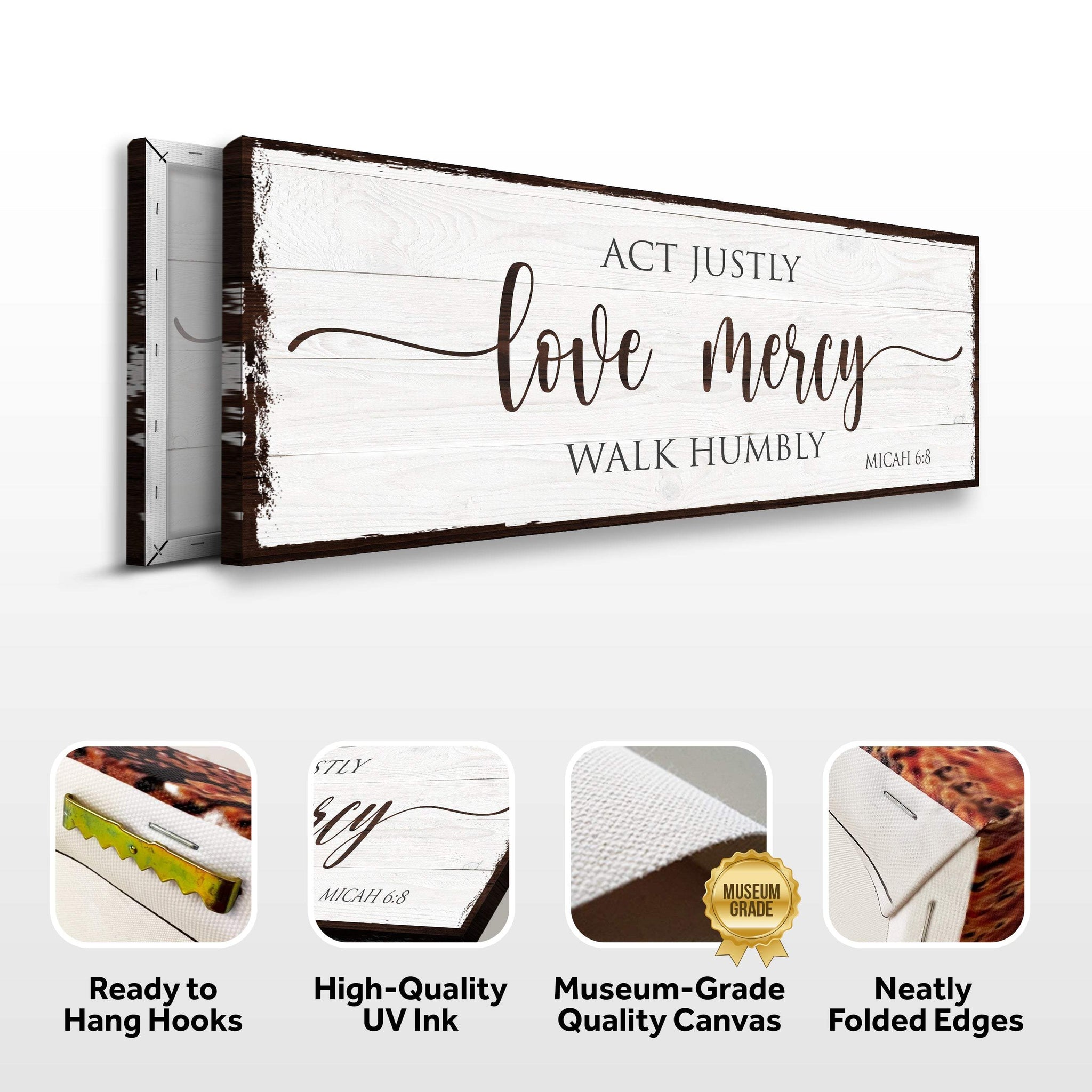 Act Justly Love Mercy Walk Humbly Faith Sign II - Tailored Canvases - Flyclothing LLC