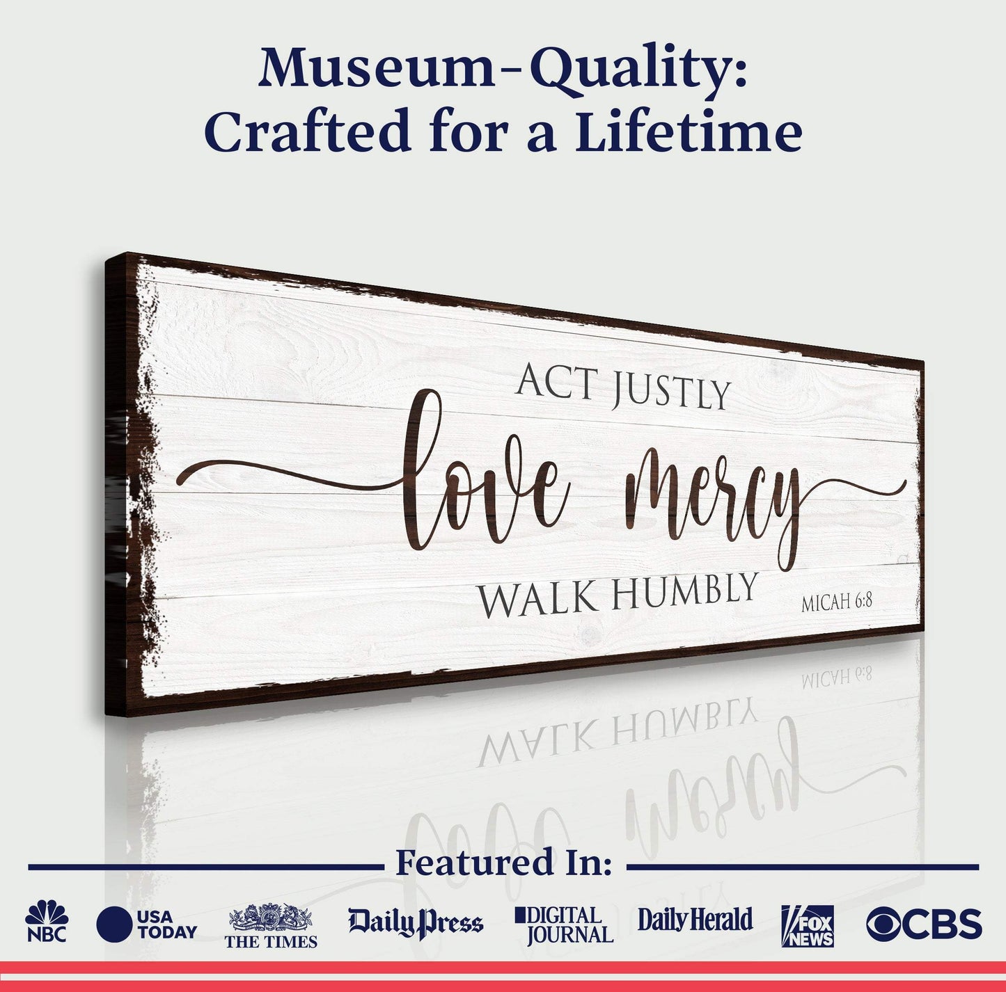Act Justly Love Mercy Walk Humbly Faith Sign II - Tailored Canvases - Flyclothing LLC