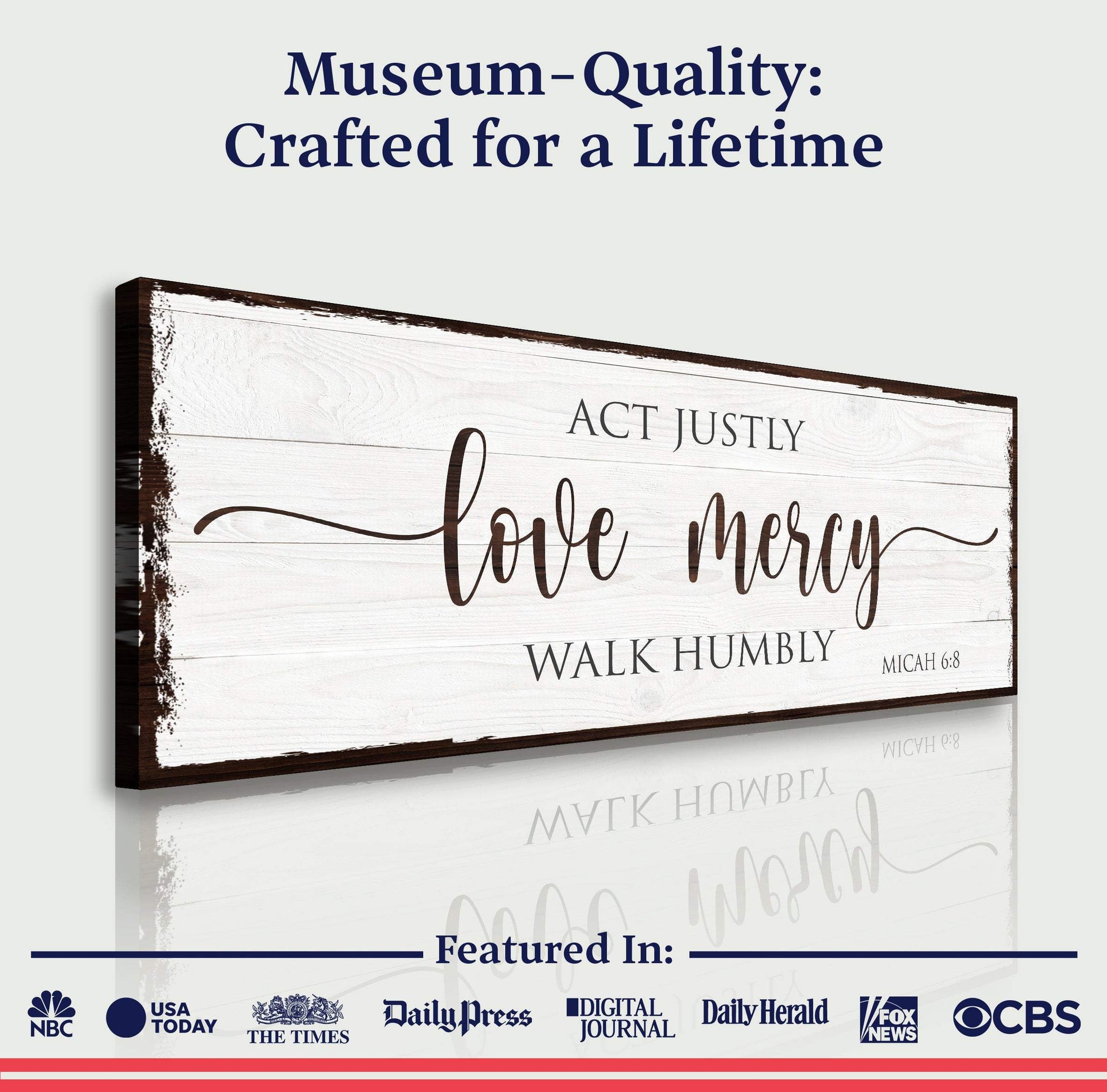 Act Justly Love Mercy Walk Humbly Faith Sign II - Tailored Canvases - Flyclothing LLC