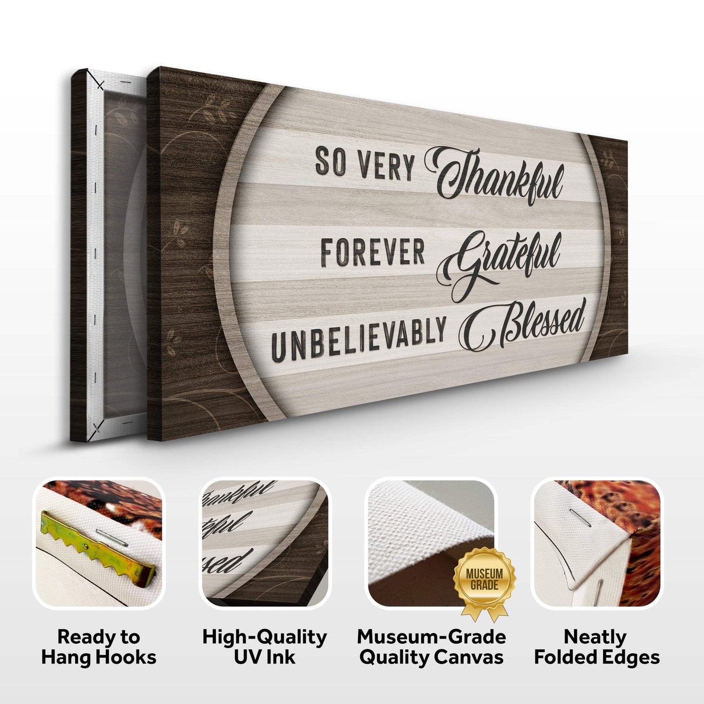 Thankful Grateful Blessed Sign IV - Tailored Canvases - Flyclothing LLC
