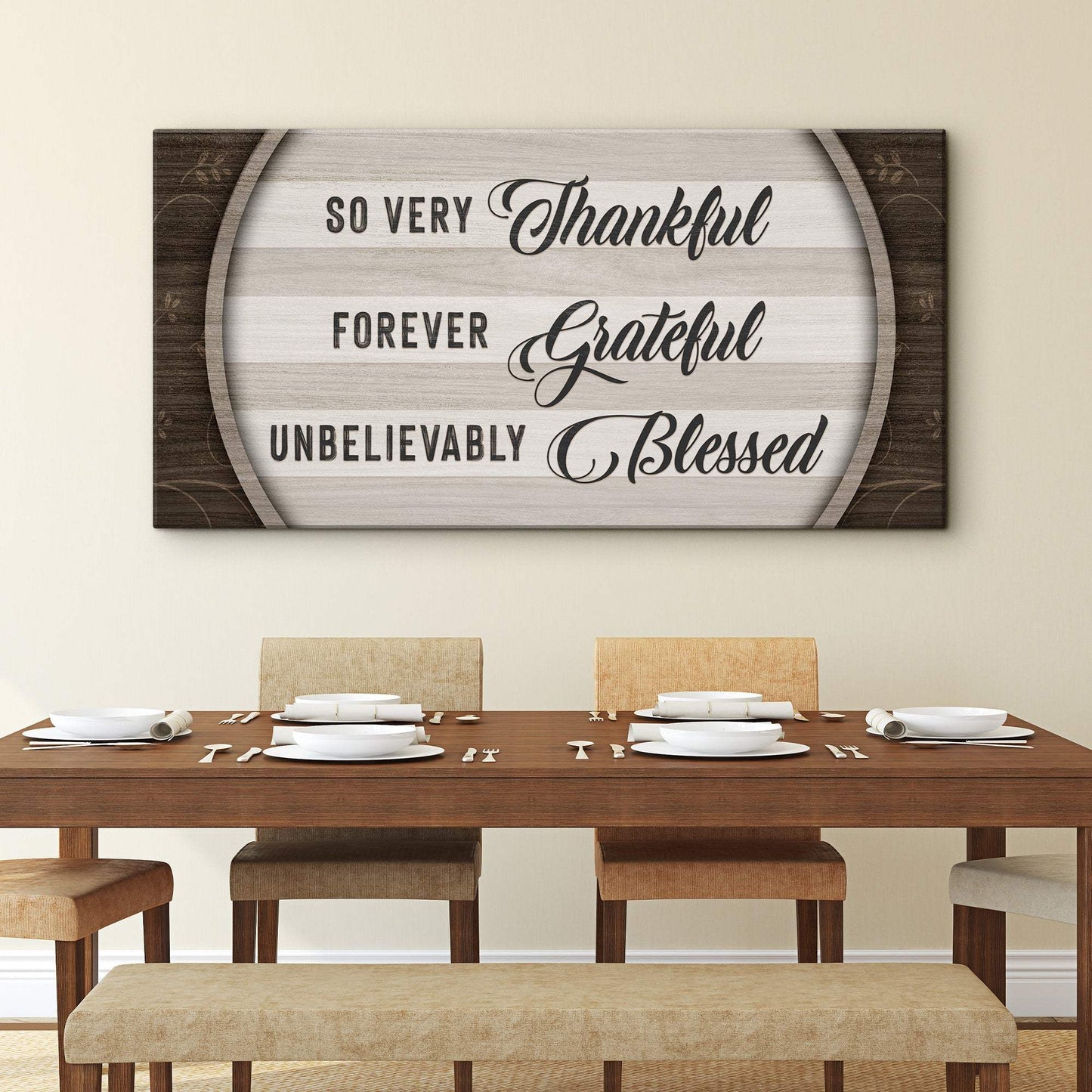 Thankful Grateful Blessed Sign IV - Tailored Canvases - Flyclothing LLC