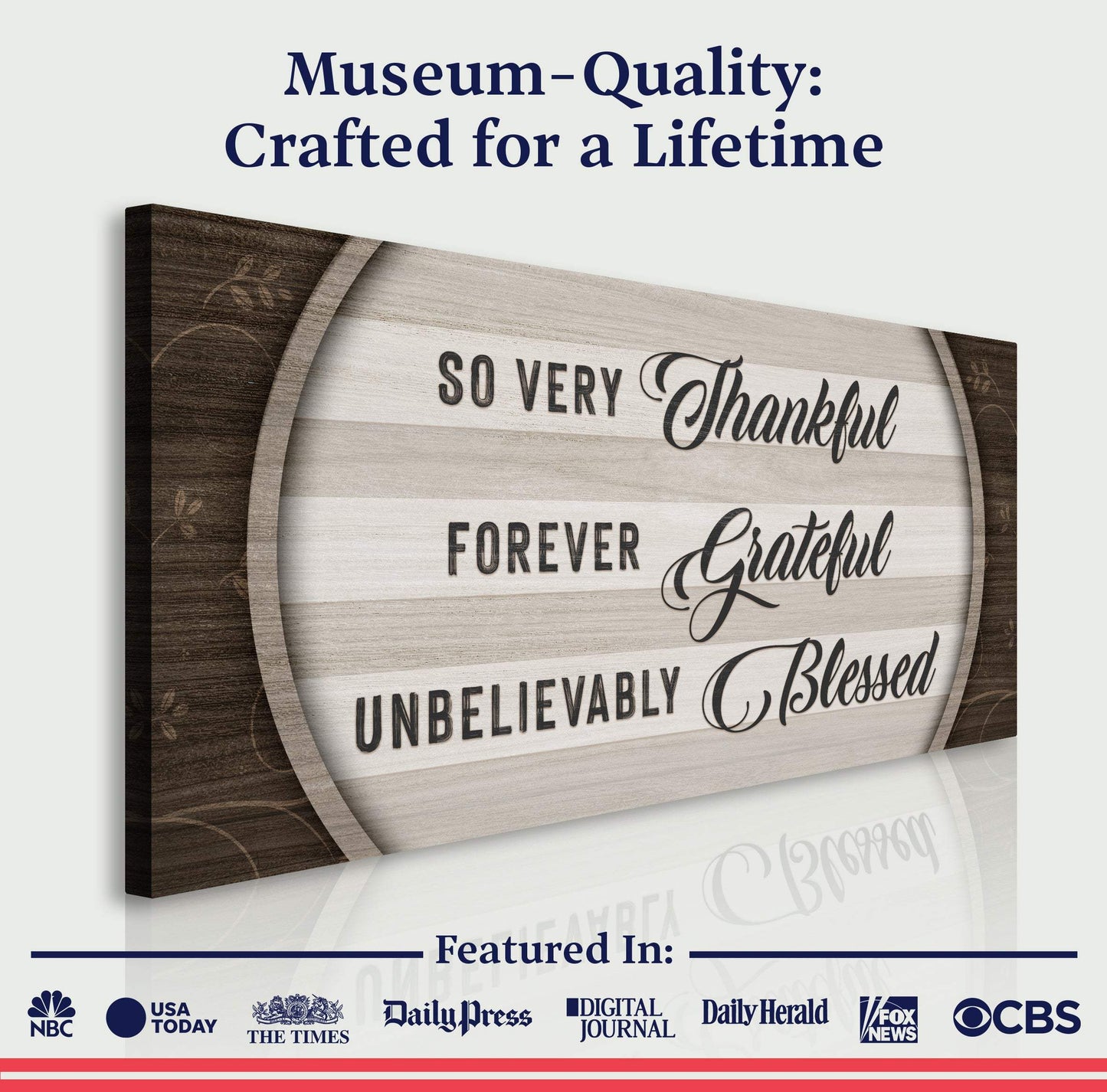 Thankful Grateful Blessed Sign IV - Tailored Canvases - Flyclothing LLC