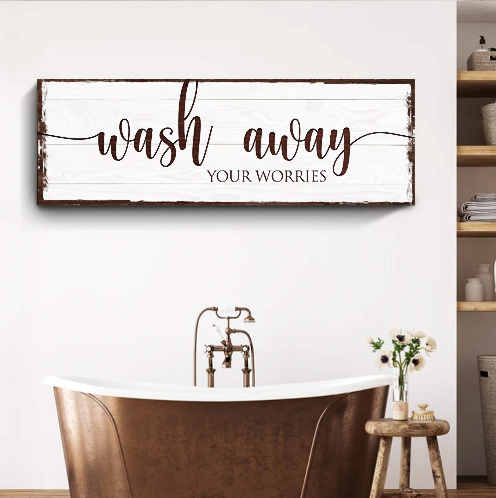 Wash Away Your Worries Bathroom Sign - Tailored Canvases - Flyclothing LLC