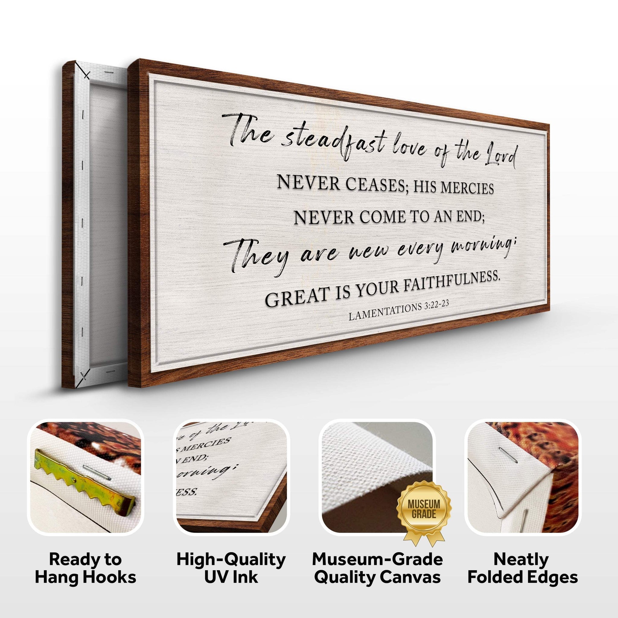 The Steadfast Love Of The Lord Lamentations 3:22-23 Faith Sign - Tailored Canvases - Flyclothing LLC