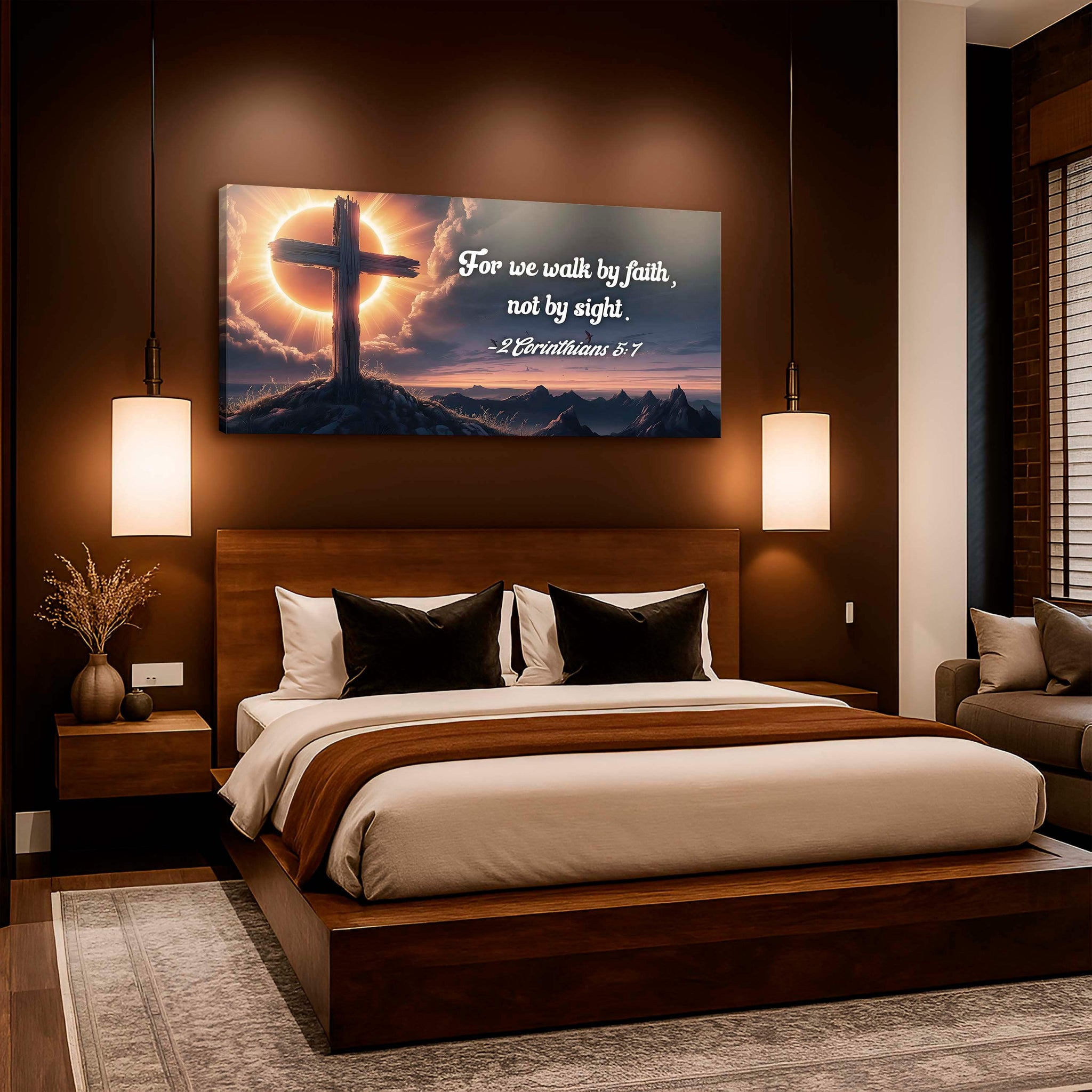 2 Corinthians 5:7 - For We Walk By Faith Not By Sight Faith Sign - Tailored Canvases - Flyclothing LLC